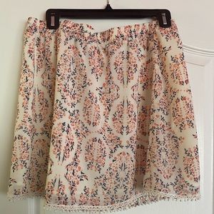 Dynamite Patterned Mini Skirt with Fringe